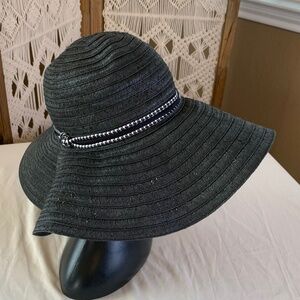 Vera‎ Bradley Women’s Midnight Houndstooth Straw Hat Beach Sun Floppy Hat